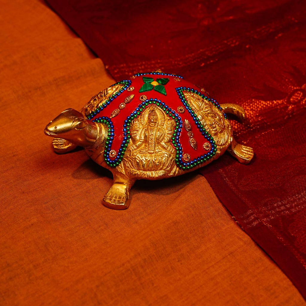 Brass Lakshmi Adorned Decorative Turtle