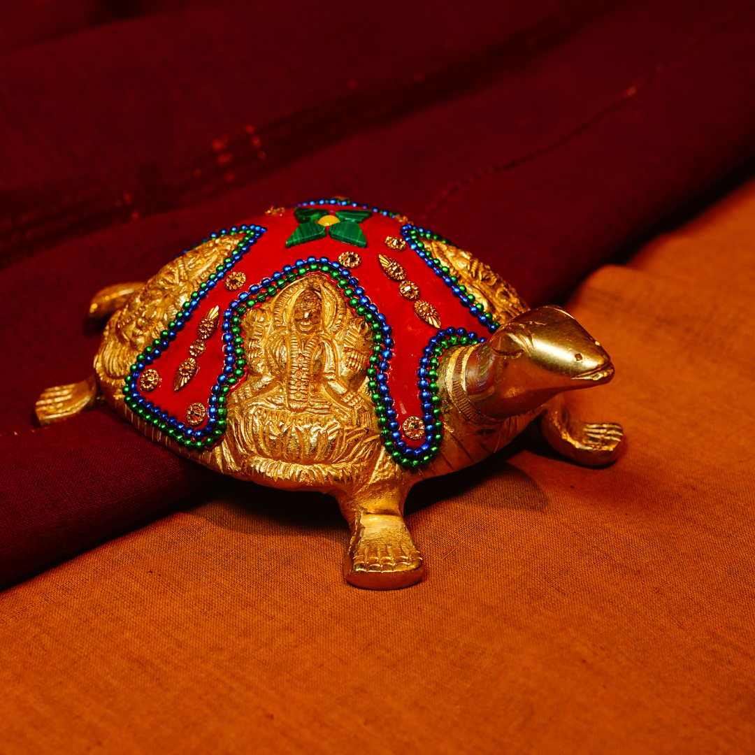 Brass Lakshmi Adorned Decorative Turtle