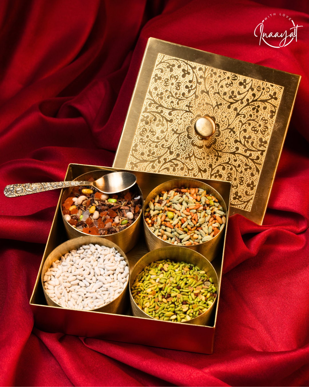 Pure Brass Etched box (for Dry Fruits / Mukhwas )