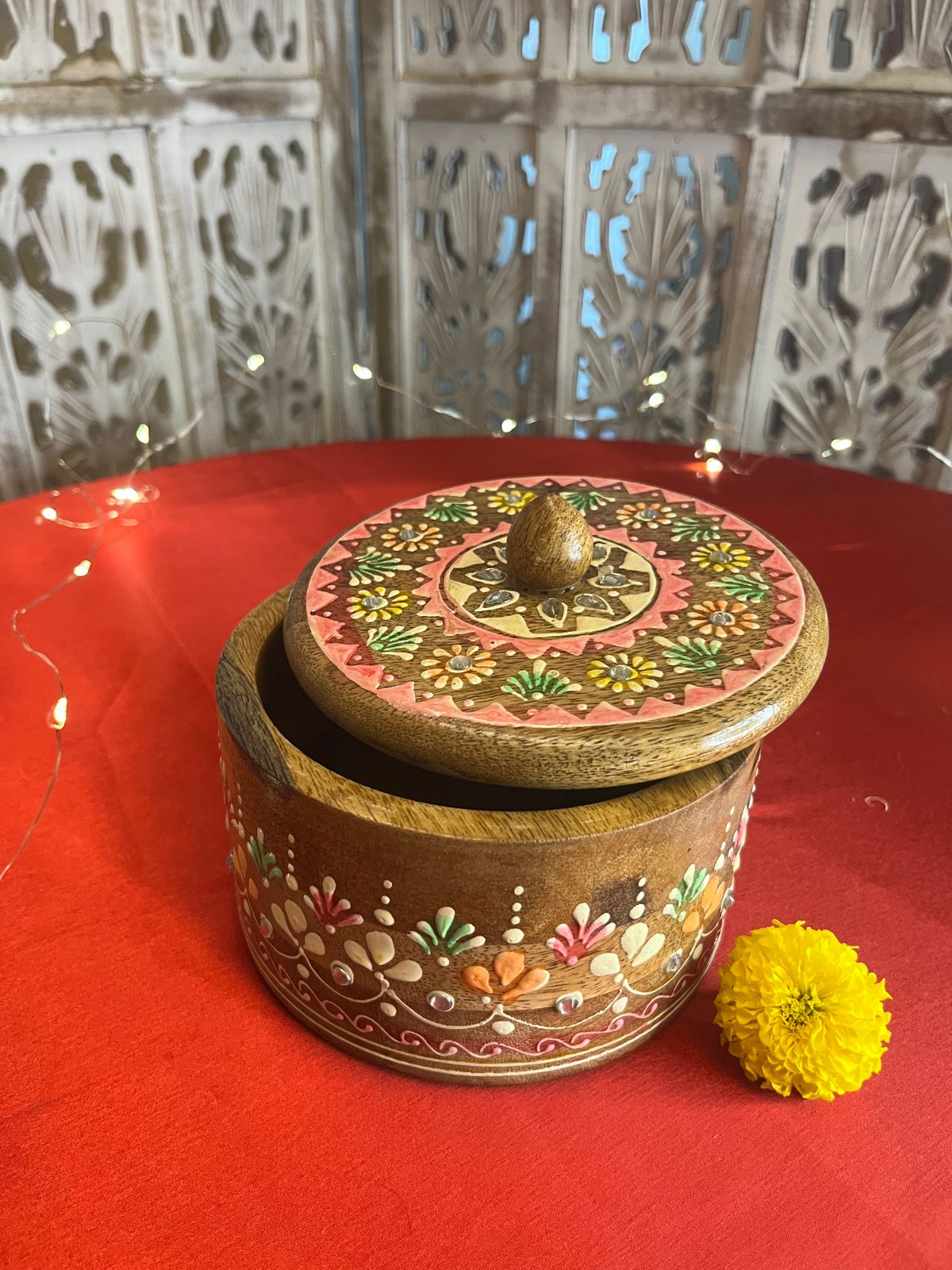 Ethnic Fusion Hand-Painted Wooden Box