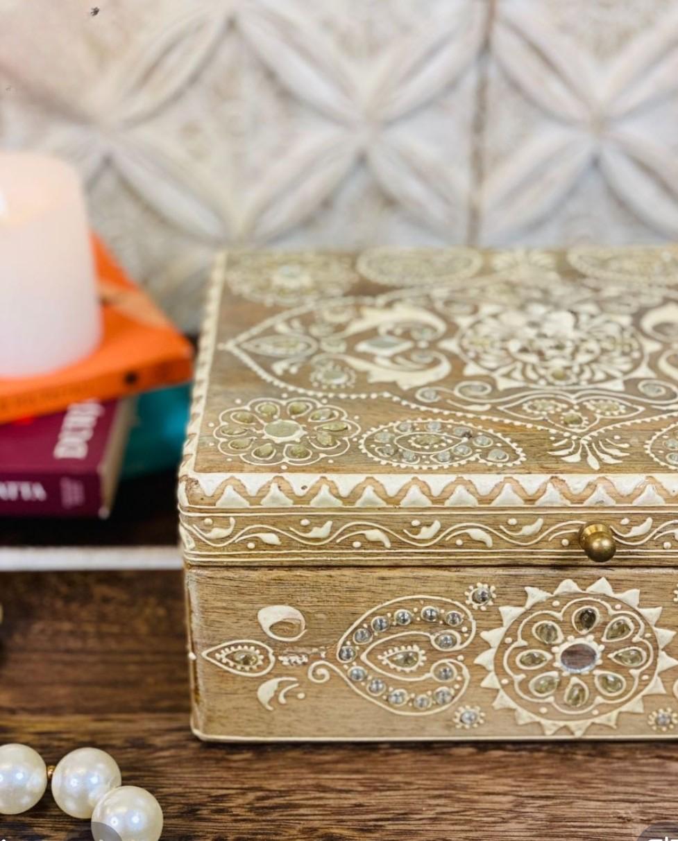 Mirrorwork Wooden Aesthetic Dry Fruits/Jewelry Box