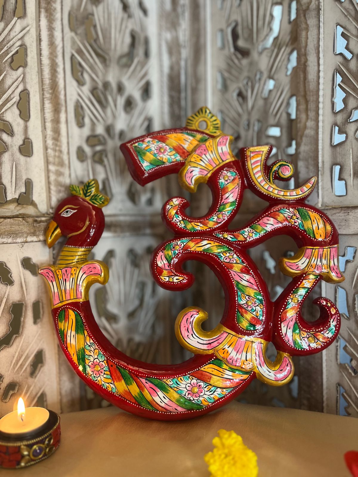 Brass Peacock OM Wall Hanging