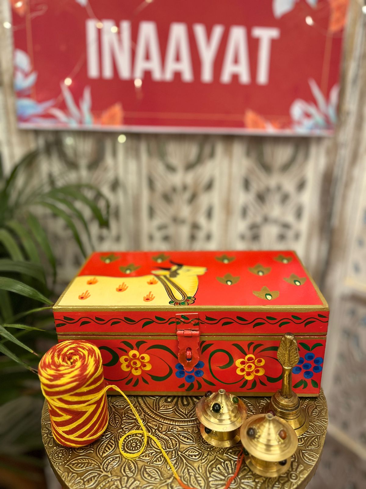 Sacred Cow Red Pooja Box fine painted