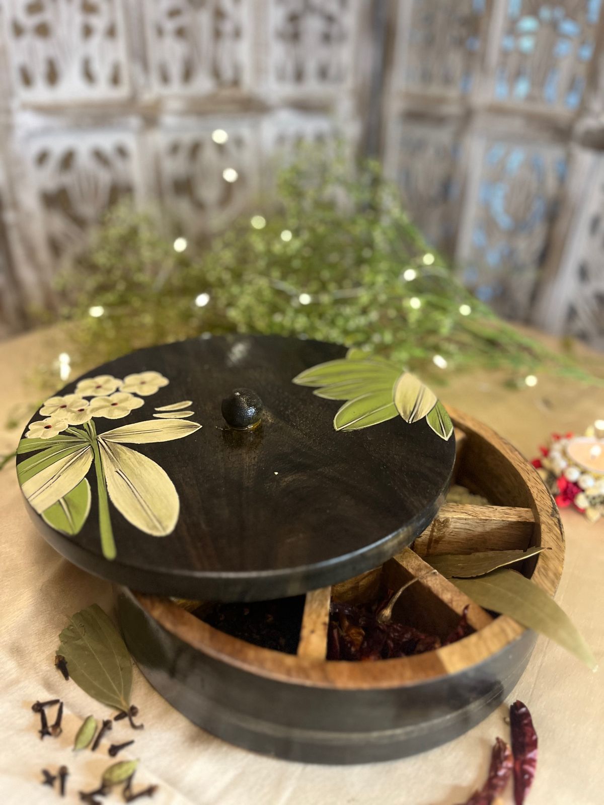 The Bloom Wooden Masala Box