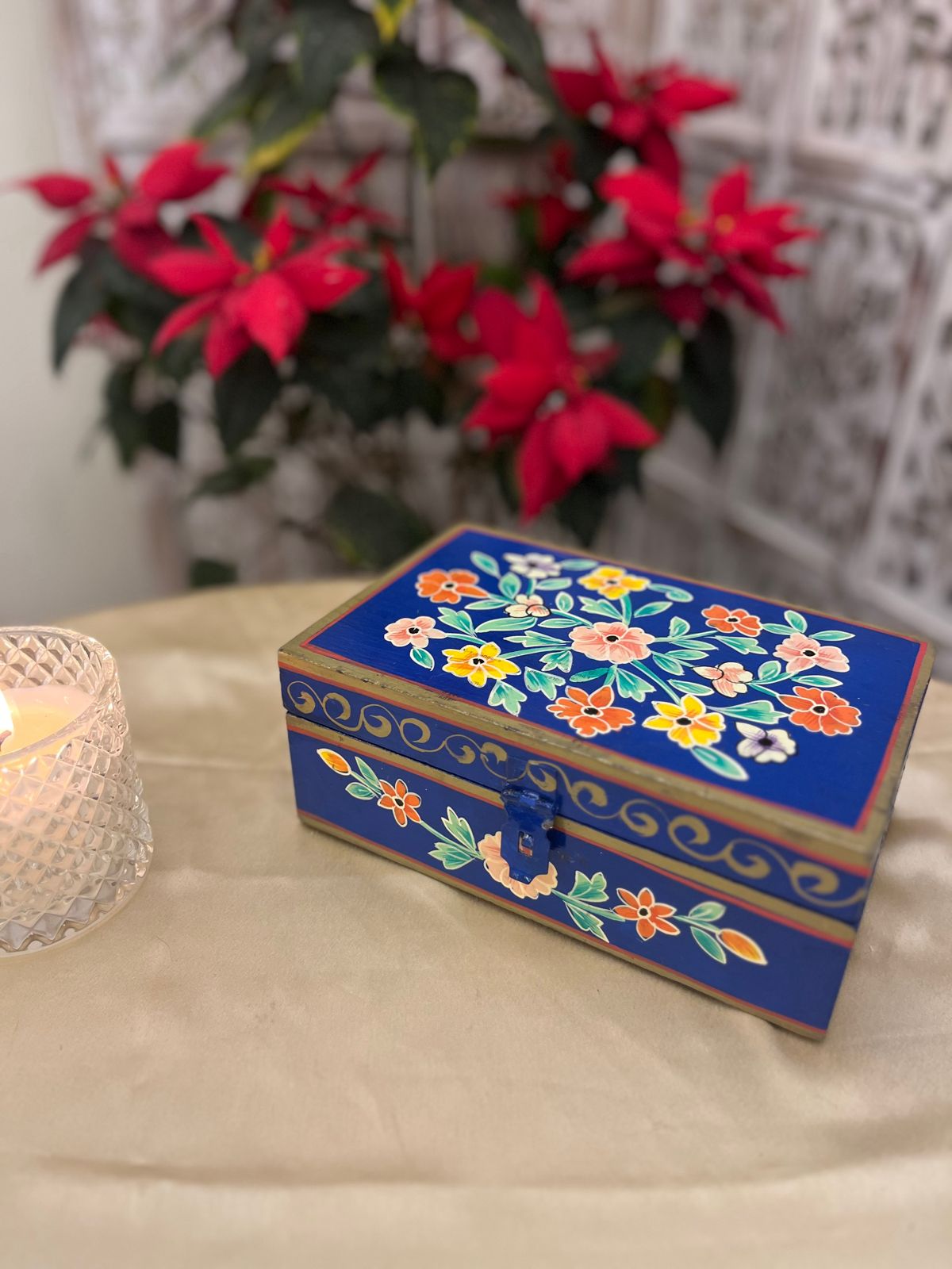 Floral Elegance Painted Dry fruits/Jewelry box