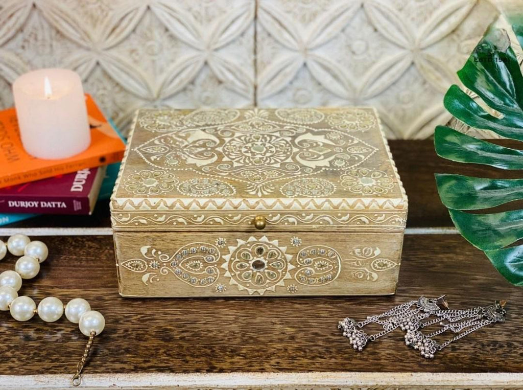Mirrorwork Wooden Aesthetic Dry Fruits/Jewelry Box