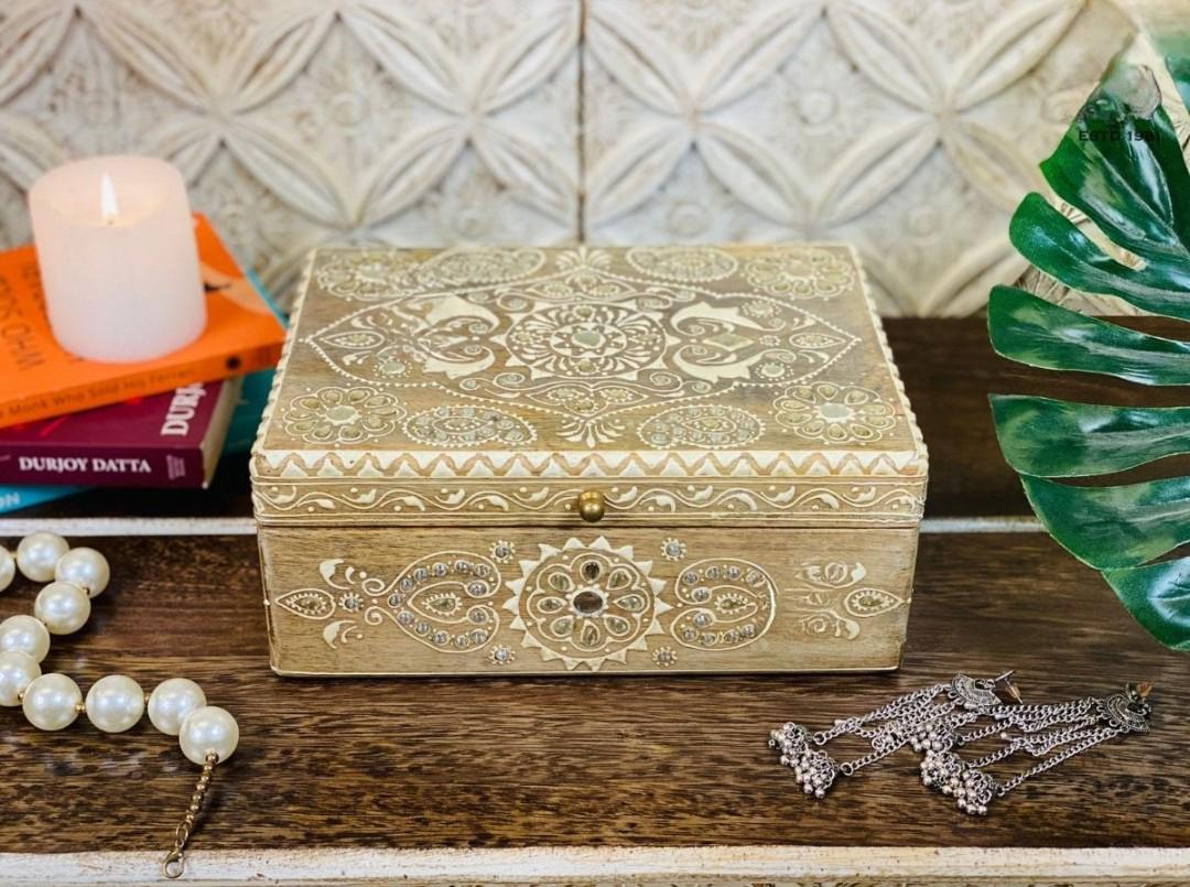 Mirrorwork Wooden Aesthetic Dry Fruits/Jewelry Box