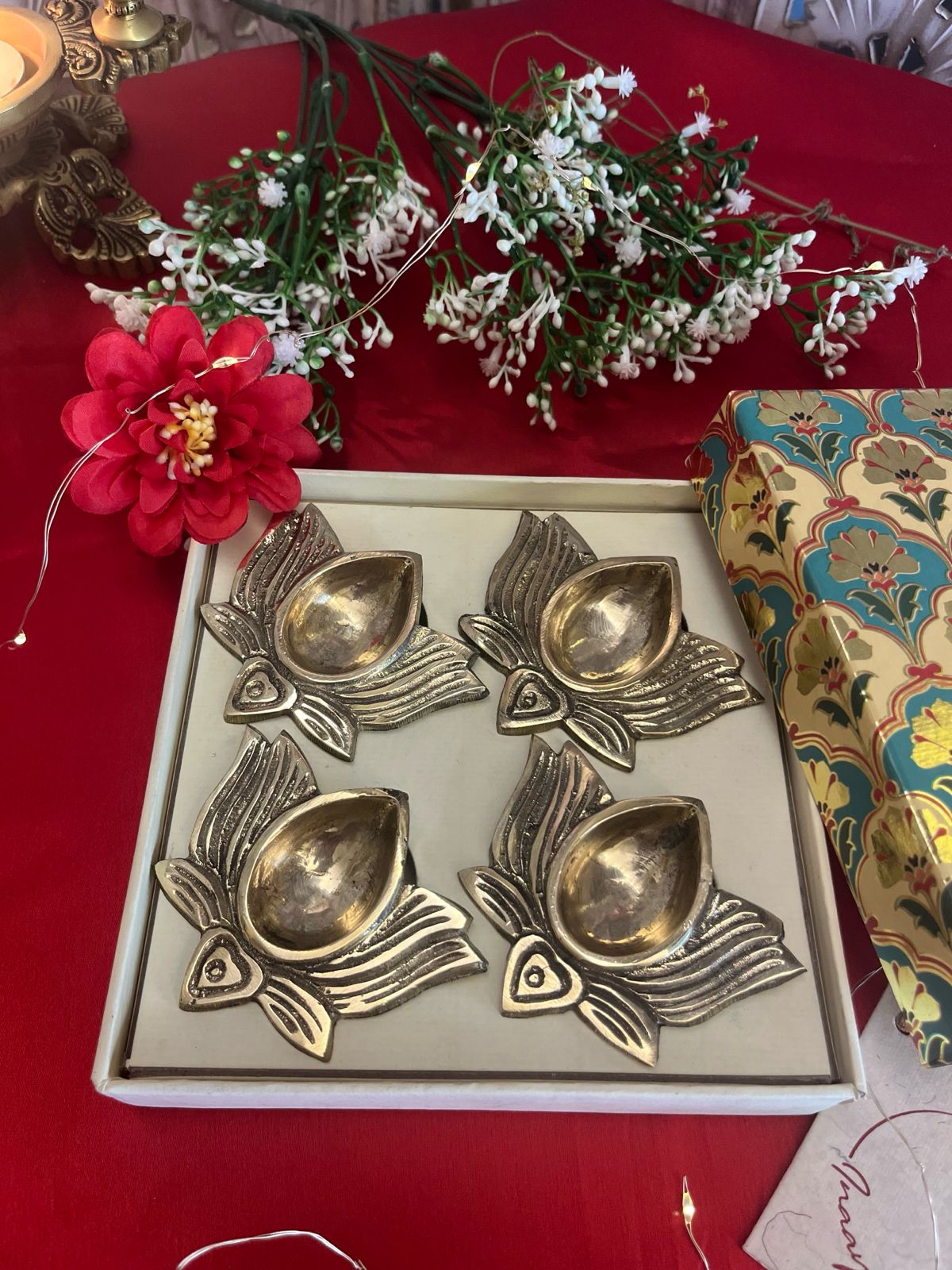 Shubh Deepavali  Kamal Brass Deepak ( set of 4)