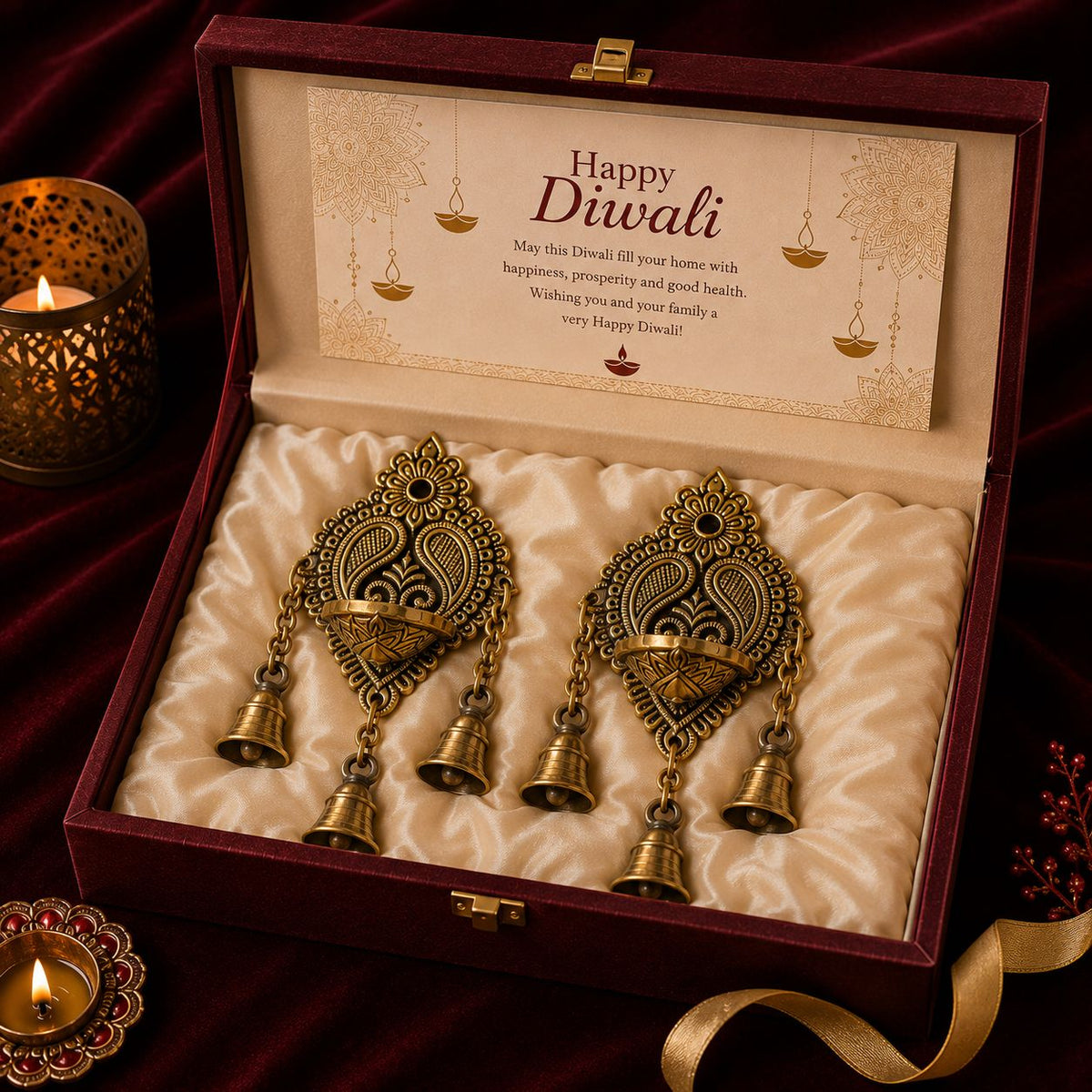 Mini Fine Brass Wall Hanging Deepak Set