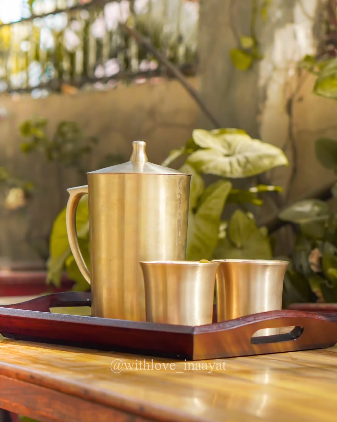 Fine Kansa Jug & 6 Glasses Set